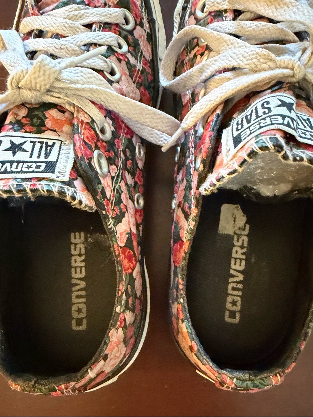 Converse Floral Low Top Sneakers - Black with Pink & Orange Flowers - Picture 9 of 11